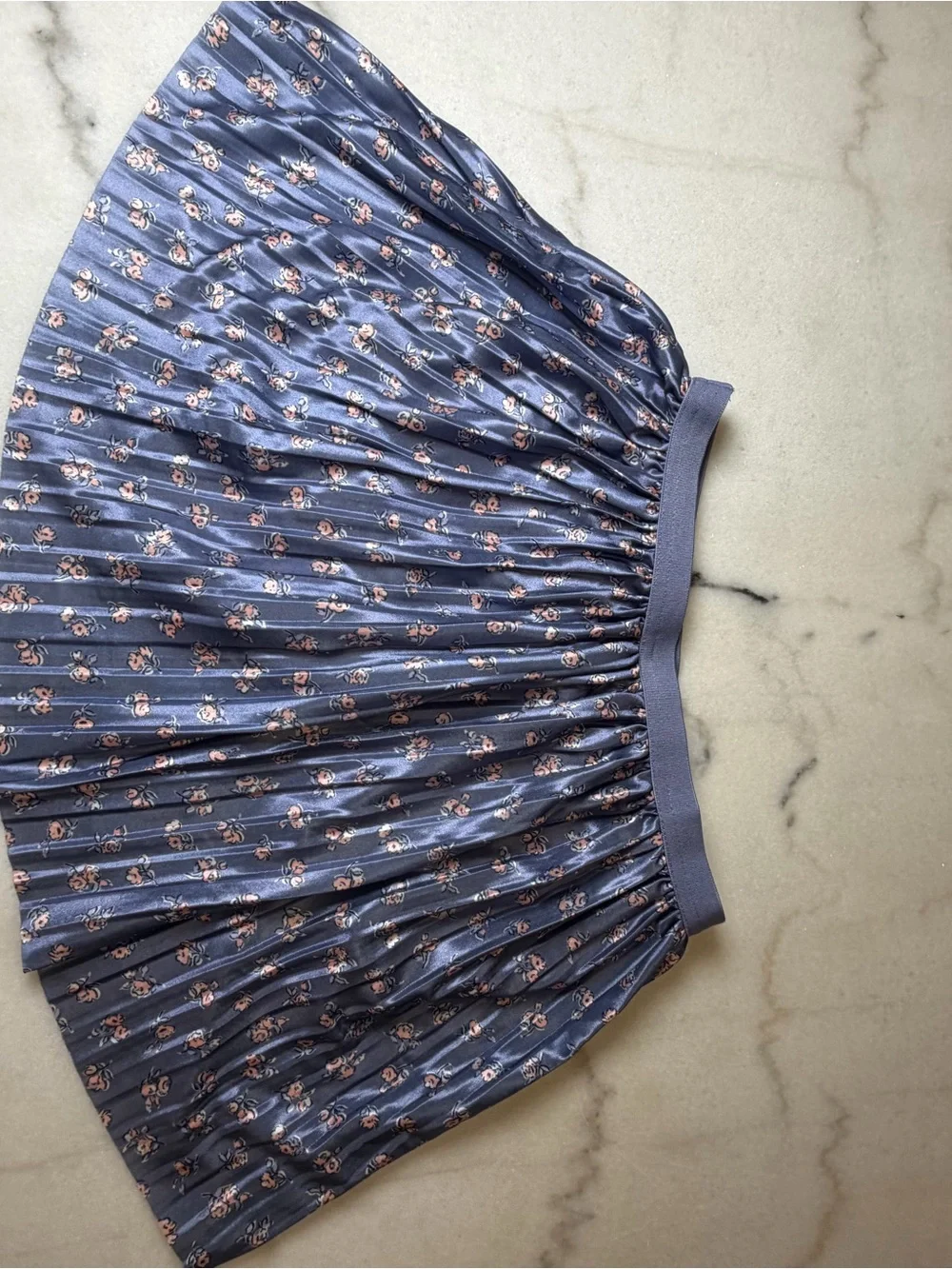 OshKosh B'gosh Navy Blue Pleated Floral Skirt